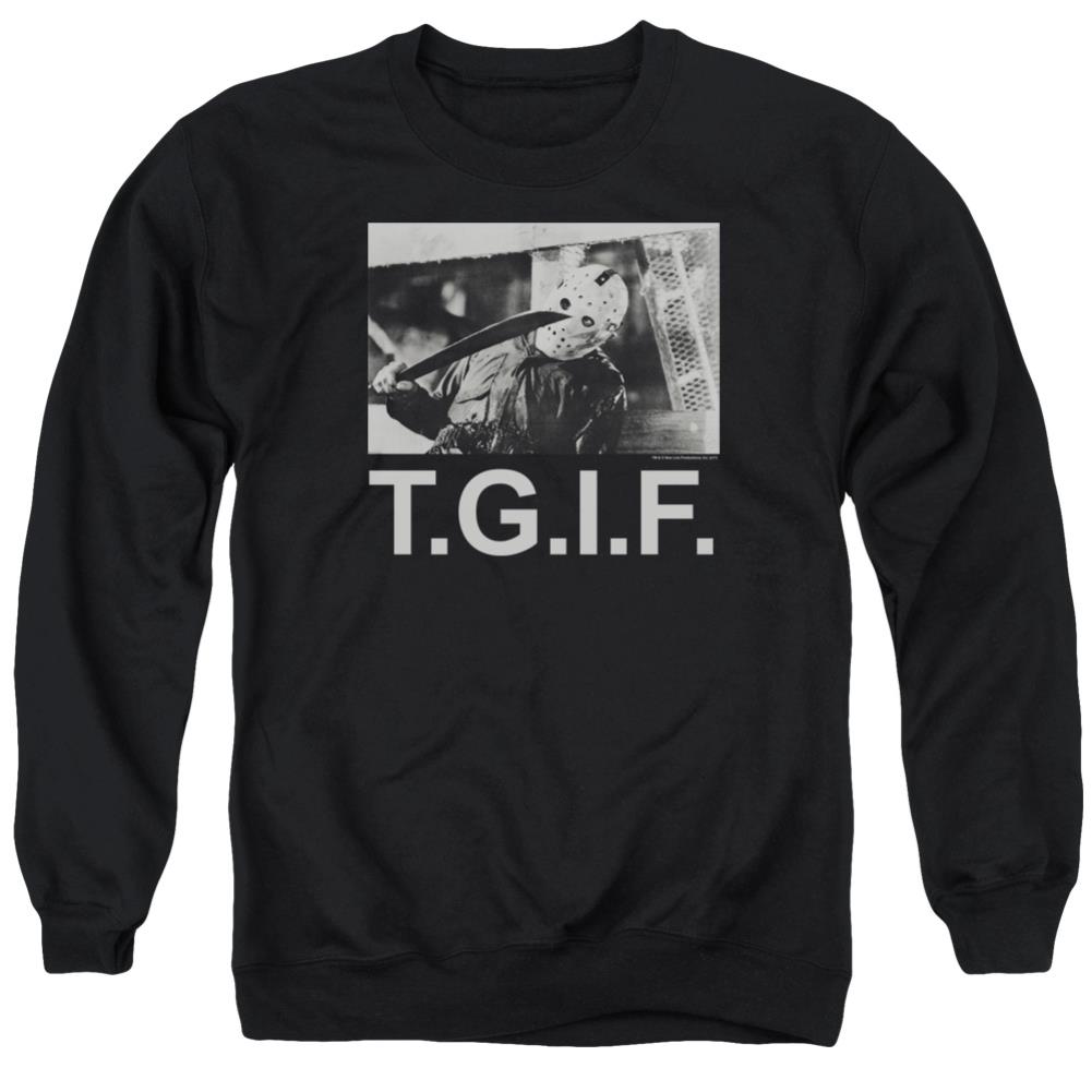 Friday The 13th TGIF Men's Crewneck 50 50 Poly Long-Sleeve T-Shirt