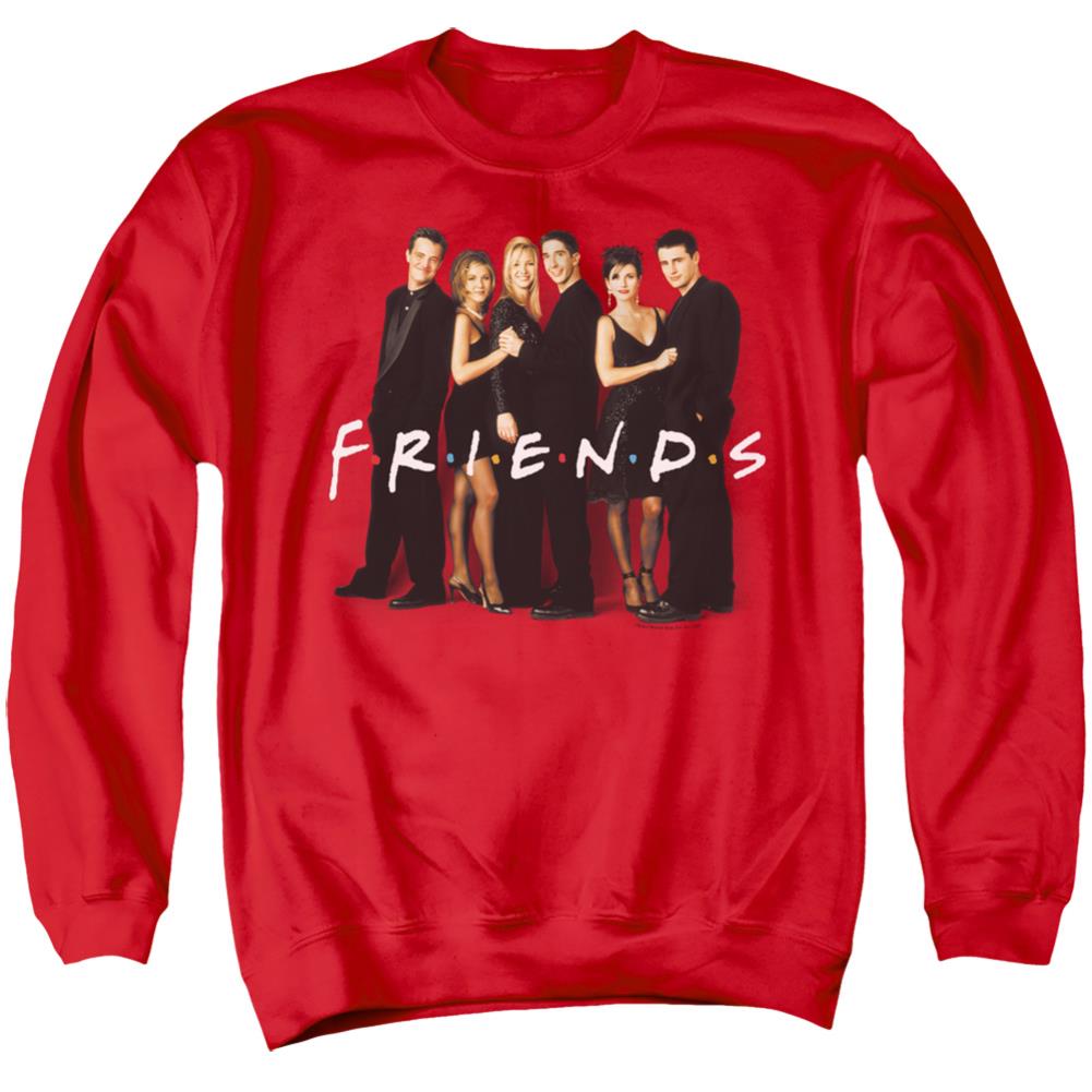 Friends Cast In Black Men's Crewneck 50 50 Poly Long-Sleeve T-Shirt
