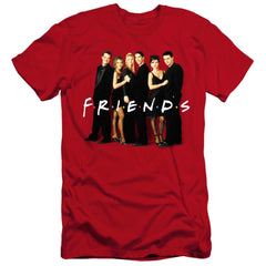 Friends Cast In Black Men's Ultra-Soft 30/1 Cotton Slim Short-Sleeve T-Shirt