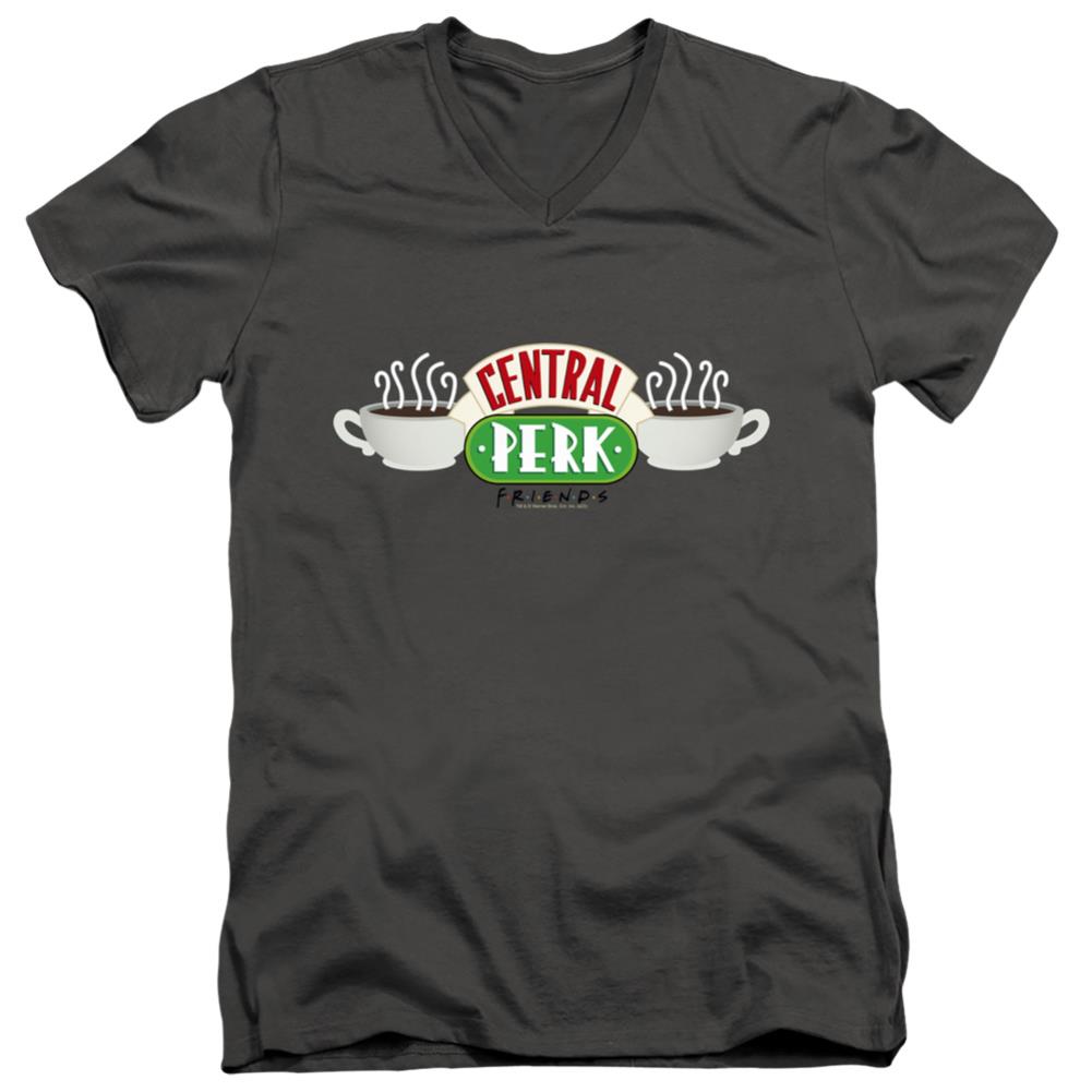 Friends Central Perk Logo Men's 30/1 Cotton Slim V-Neck T-Shirt