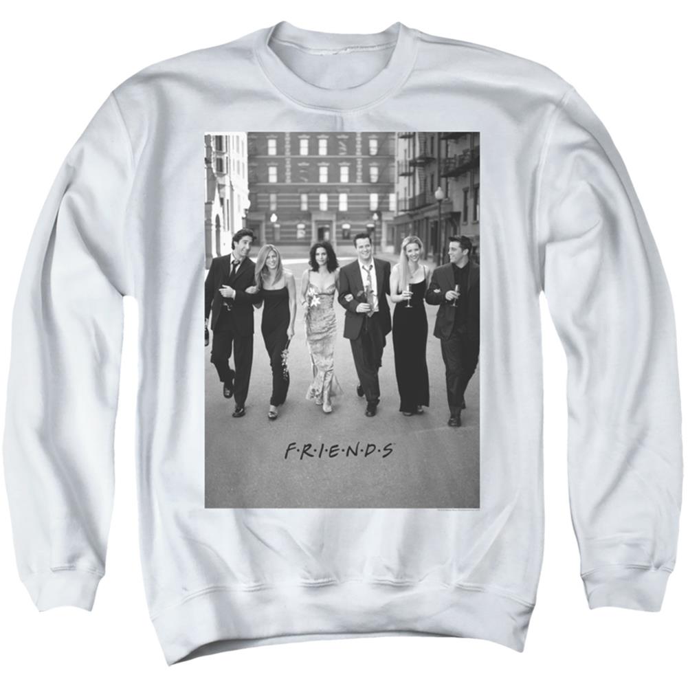 Friends Walk The Streets Men's Crewneck 50 50 Poly Long-Sleeve T-Shirt