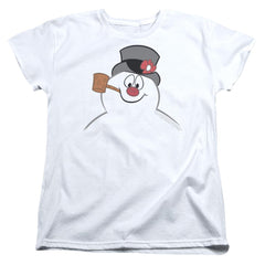 Frosty The Snowman Frosty Face Women's 18/1 Cotton Short-Sleeve T-Shirt
