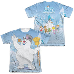 Frosty The Snowman Frosty Wave (Front/Back Print) Men's Regular Fit Poly Cotton Short-Sleeve T-Shirt