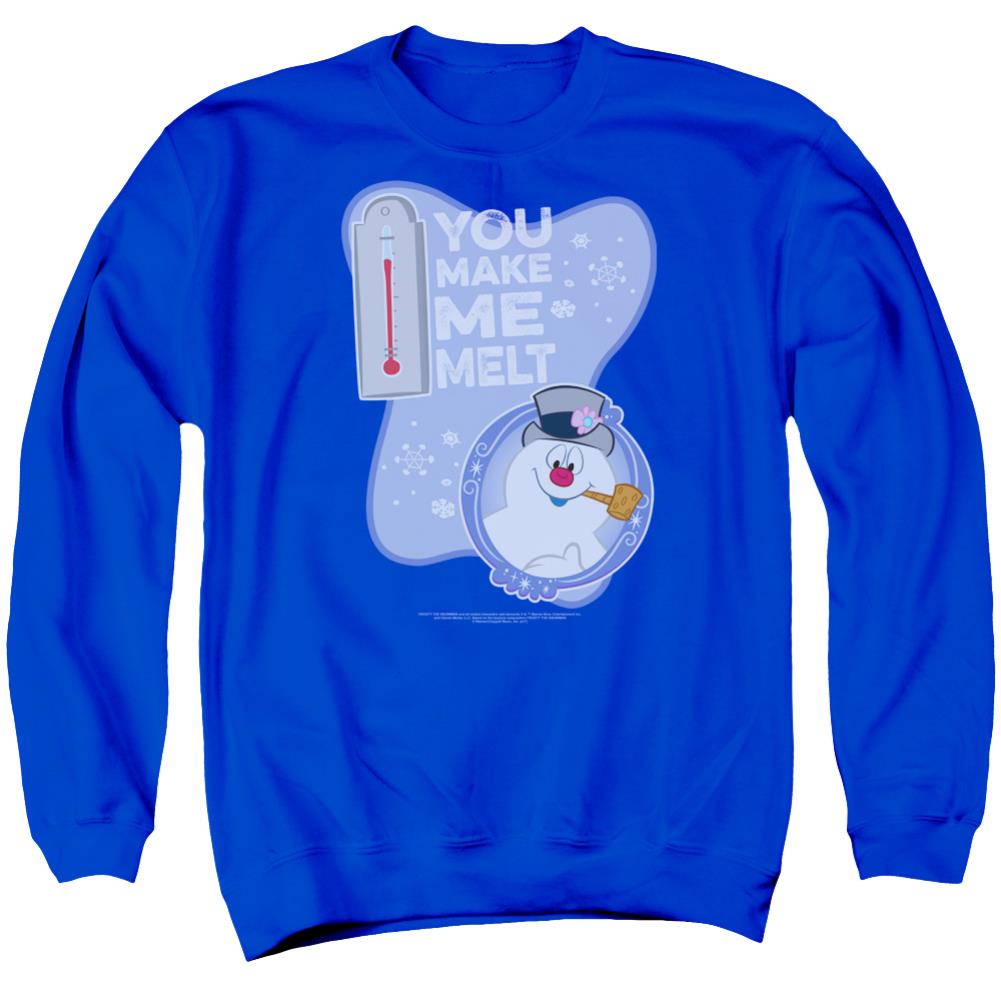 Frosty The Snowman Melt Men's Crewneck 50 50 Poly Long-Sleeve T-Shirt