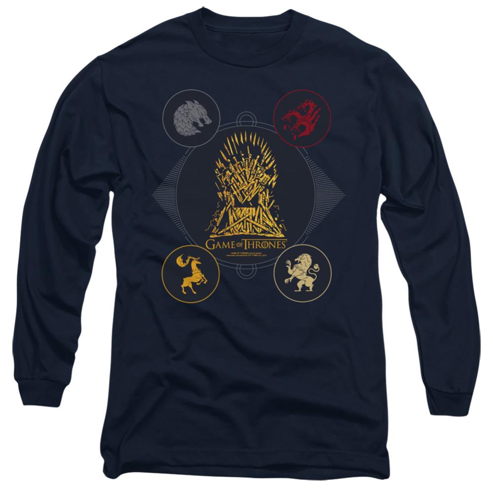 Game Of Thrones 4 Houses 4 The Throne Men's 18/1 Cotton Long-Sleeve T-Shirt