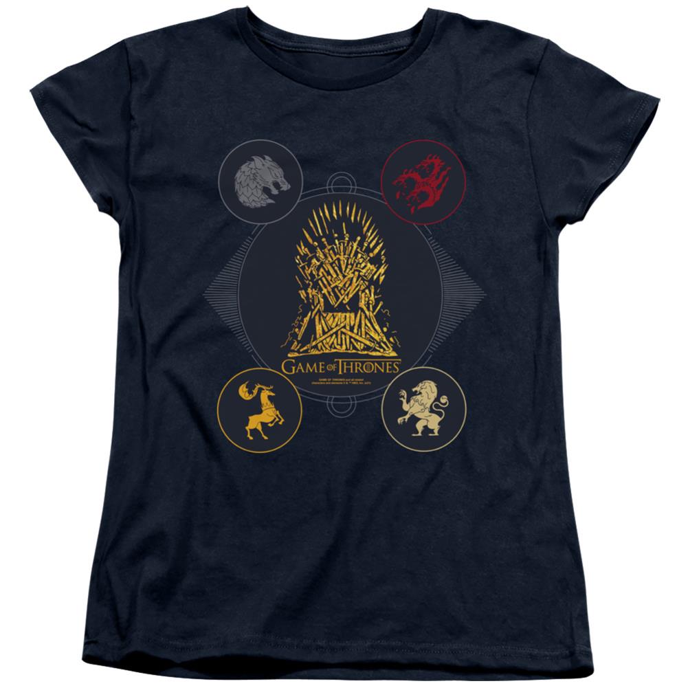 Game Of Thrones 4 Houses 4 The Throne Women's 18/1 Cotton Short-Sleeve T-Shirt