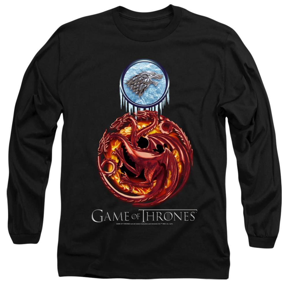 Game Of Thrones Combined Targaryn And Stark Men's 18/1 Cotton Long-Sleeve T-Shirt