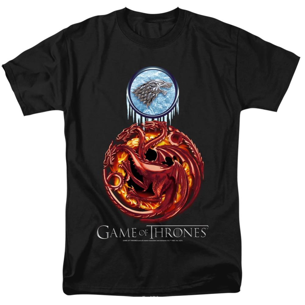 Game Of Thrones Combined Targaryn And Stark Men's 18/1 Cotton Short-Sleeve T-Shirt