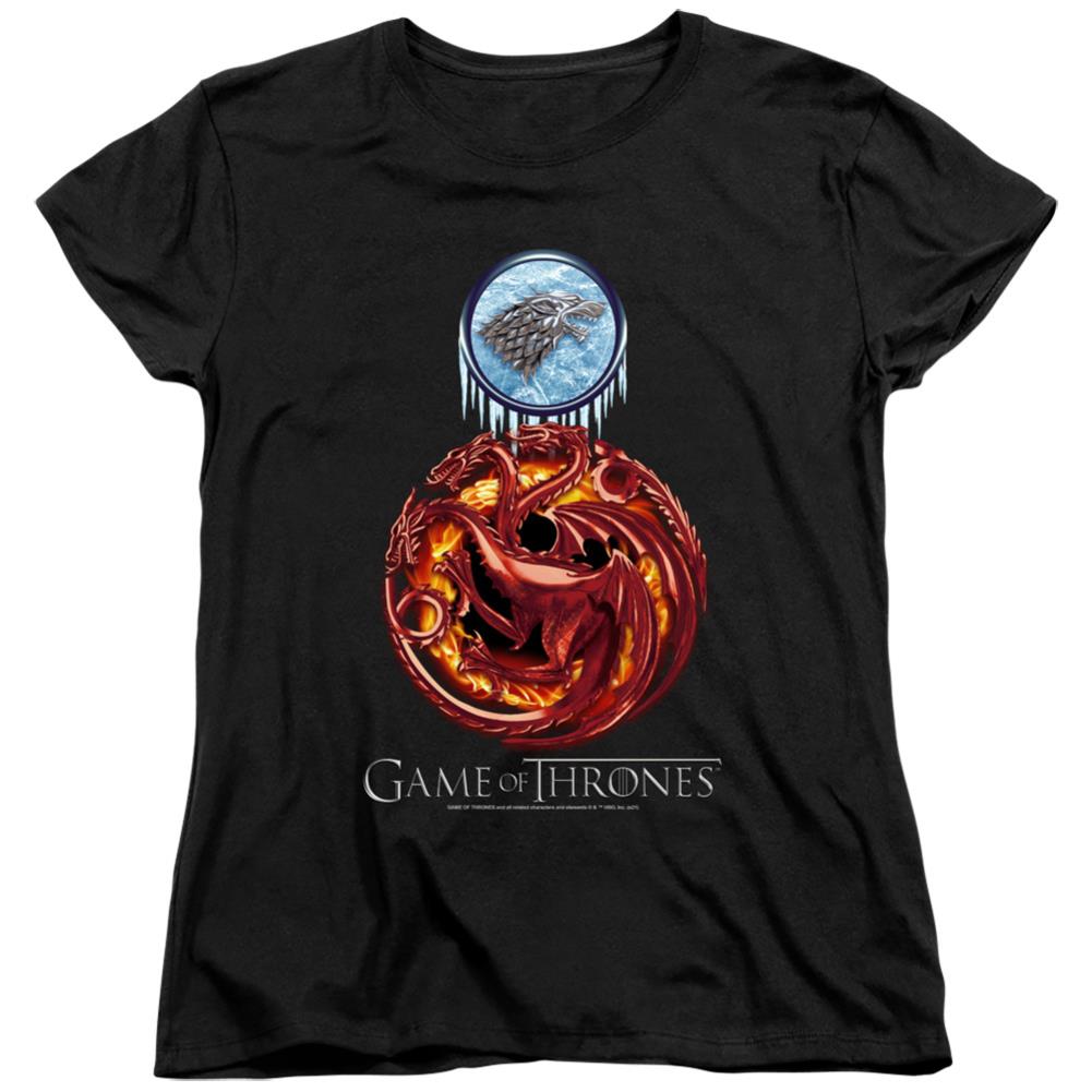 Game Of Thrones Combined Targaryn And Stark Women's 18/1 Cotton Short-Sleeve T-Shirt