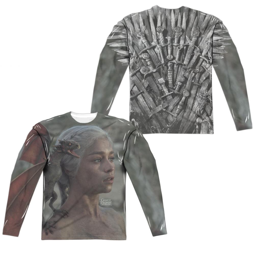 Game Of Thrones Daenerys For The Throne (Front/Back Print) Men's Regular Fit Polyester Long-Sleeve T-Shirt