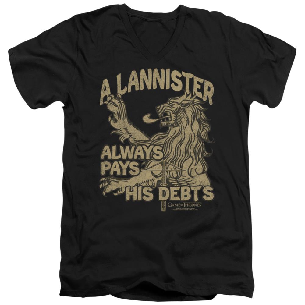 Game Of Thrones Debts Men's 30/1 Cotton Slim V-Neck T-Shirt