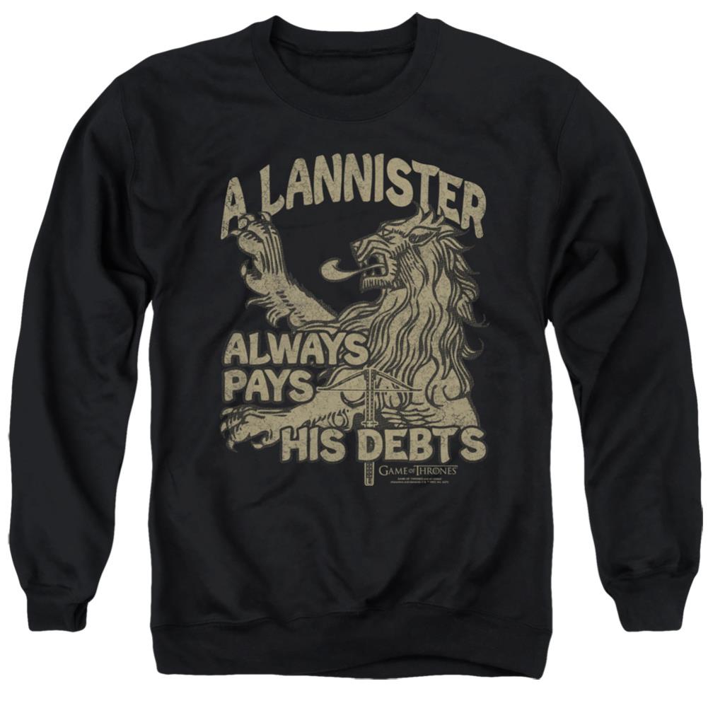 Game Of Thrones Debts Men's Crewneck 50 50 Poly Long-Sleeve T-Shirt