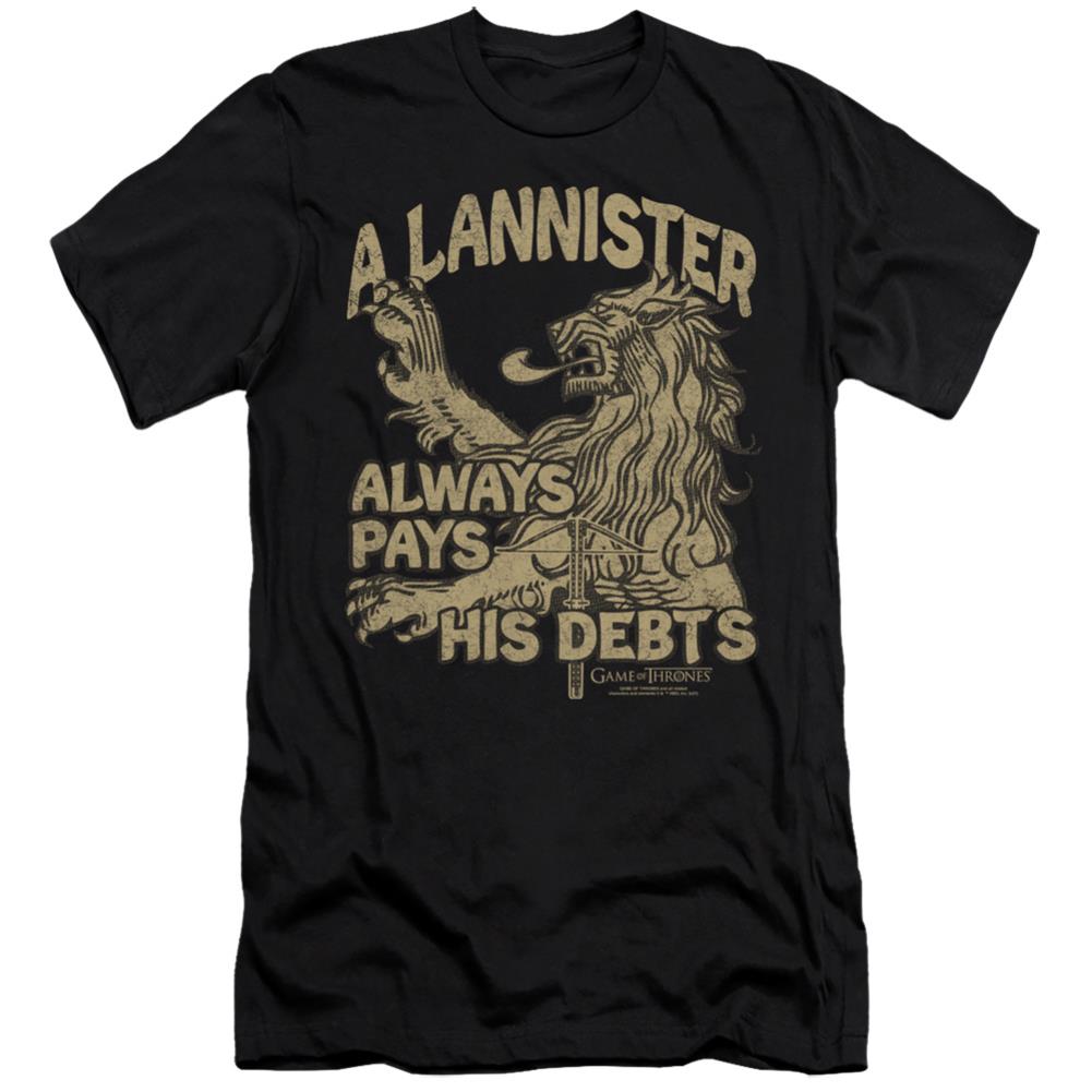 Game Of Thrones Debts Men's Ultra-Soft 30/1 Cotton Slim Short-Sleeve T-Shirt