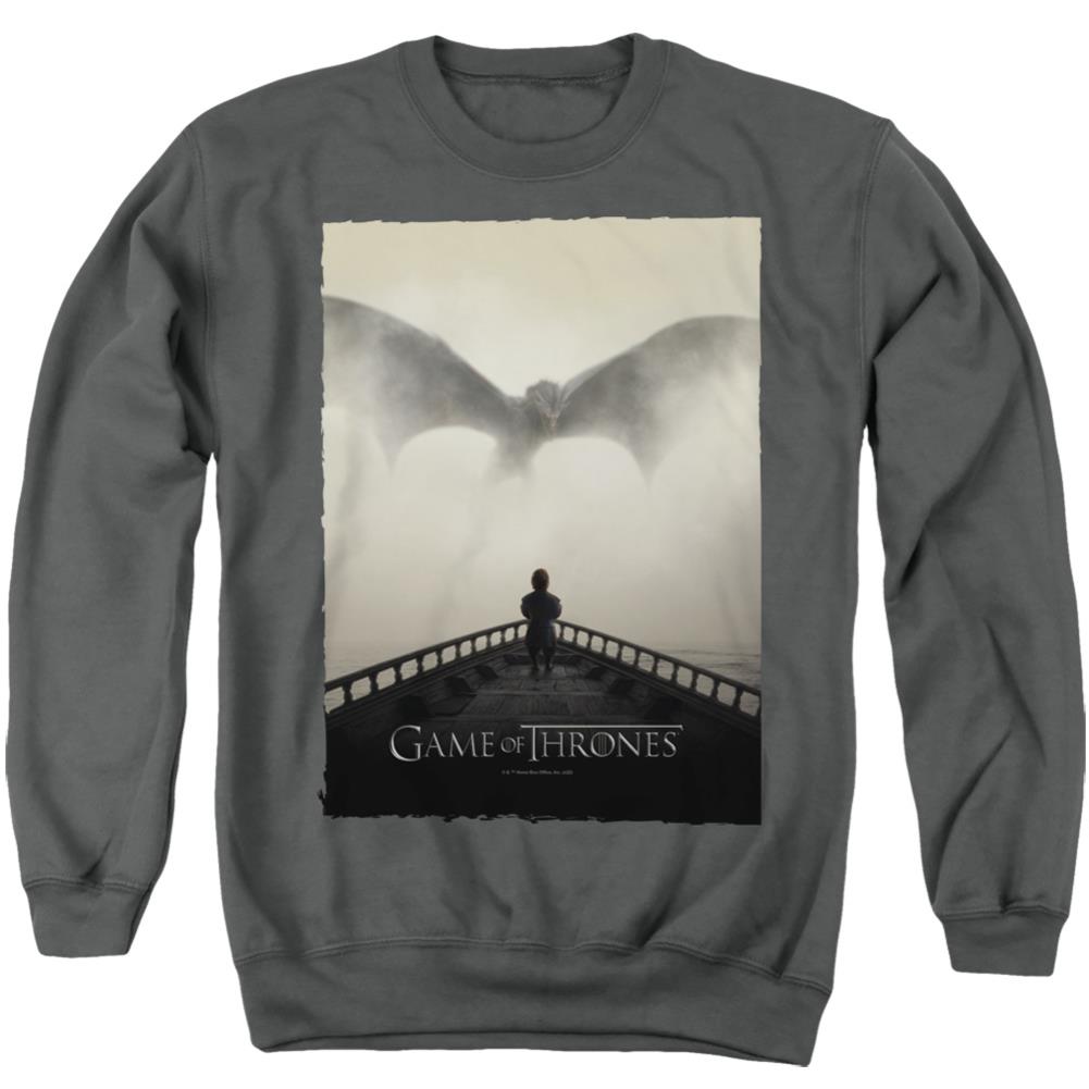 Game Of Thrones Dragon 2 Men's Crewneck 50 50 Poly Long-Sleeve T-Shirt