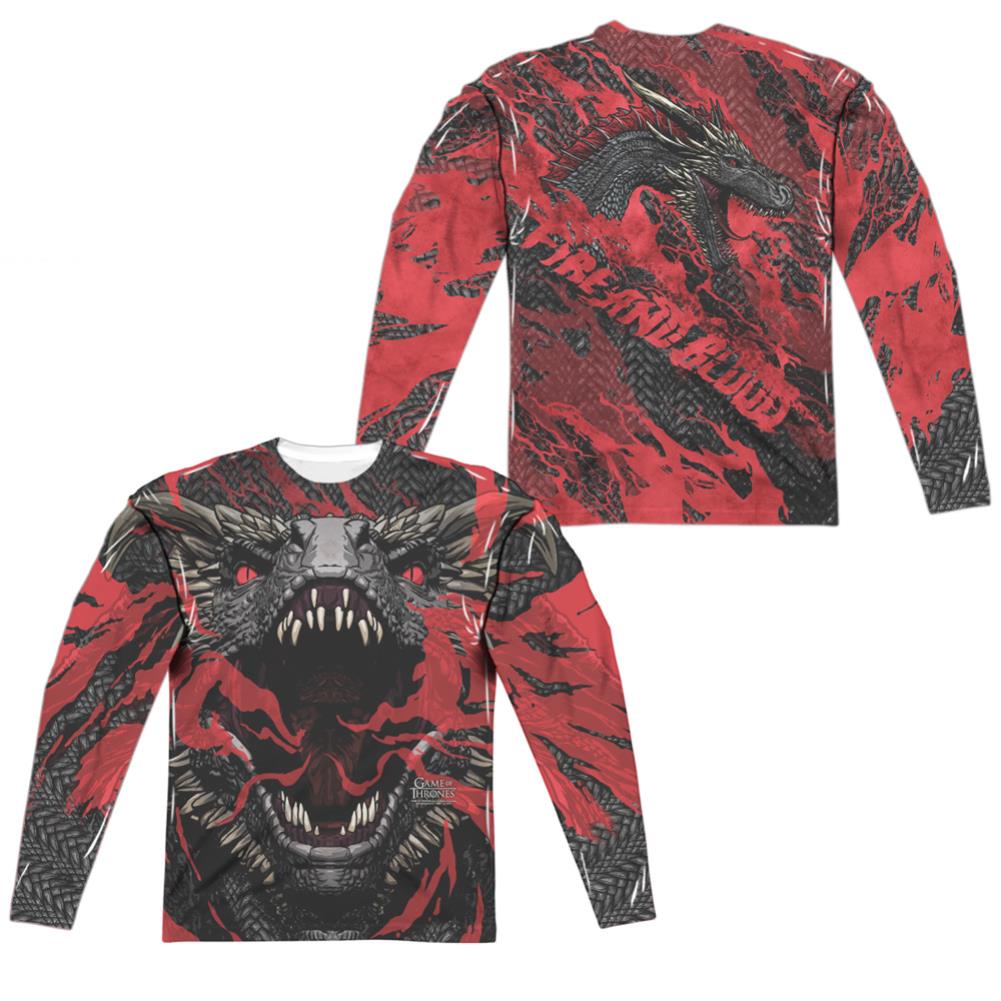 Game Of Thrones Dragons (Front/Back Print) Men's Regular Fit Polyester Long-Sleeve T-Shirt