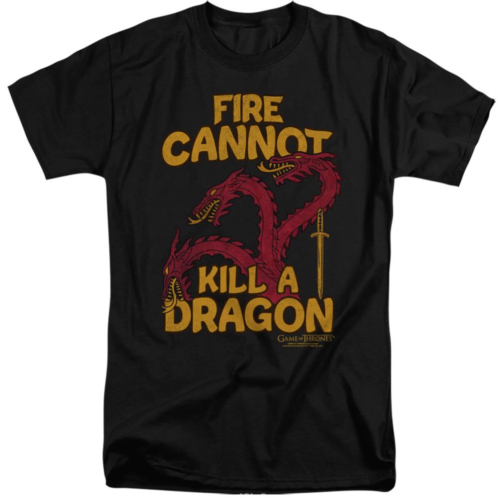 Game Of Thrones Dragons With Fire Men's 18/1 Tall Cotton Short-Sleeve T-Shirt
