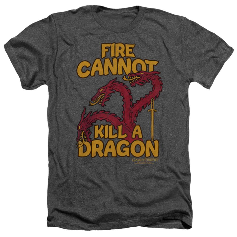 Game Of Thrones Dragons With Fire Men's 30/1 Heather 60 40 Poly Short-Sleeve T-Shirt
