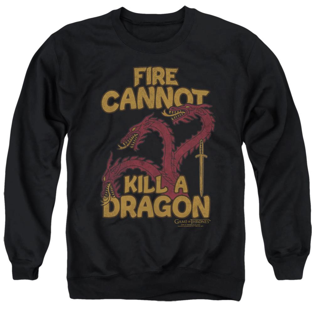 Game Of Thrones Dragons With Fire Men's Crewneck 50 50 Poly Long-Sleeve T-Shirt