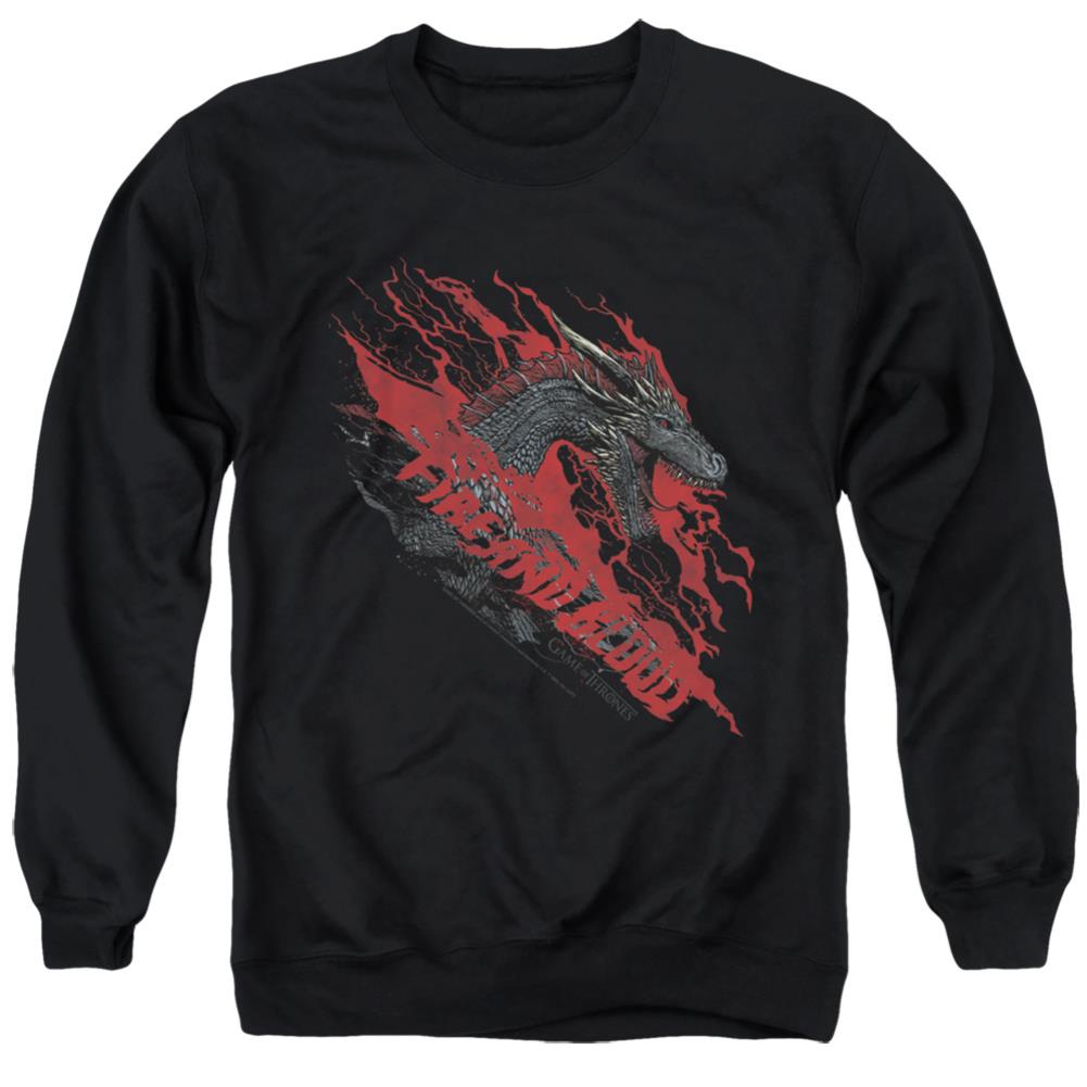 Game Of Thrones Fire And Blood Dragon Men's Crewneck 50 50 Poly Long-Sleeve T-Shirt