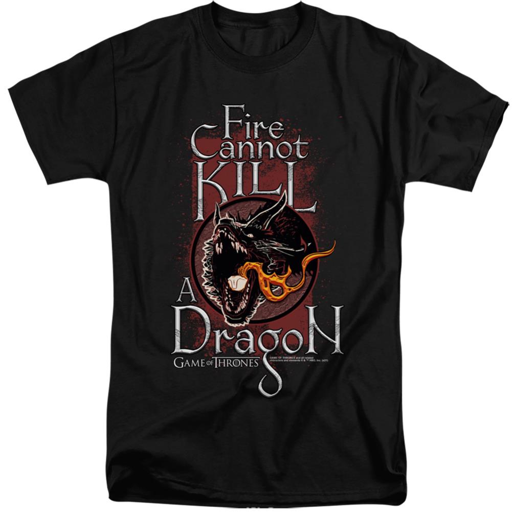Game Of Thrones Fire Cannot Kill A Dragon Men's 18/1 Tall Cotton Short-Sleeve T-Shirt