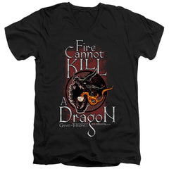 Game Of Thrones Fire Cannot Kill A Dragon Men's 30/1 Cotton Slim V-Neck T-Shirt