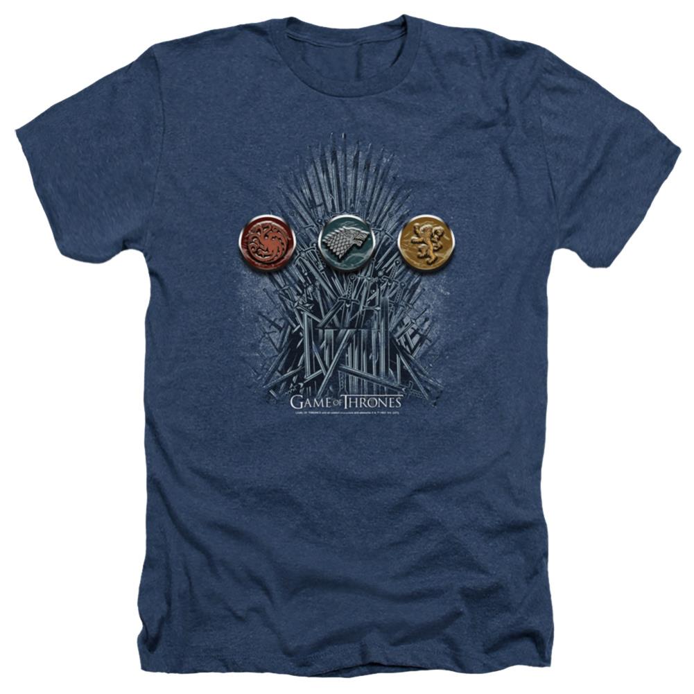 Game Of Thrones For The Throne Sigils Men's 30/1 Heather 60 40 Poly Short-Sleeve T-Shirt