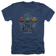 Game Of Thrones For The Throne Sigils Men's 30/1 Heather 60 40 Poly Short-Sleeve T-Shirt