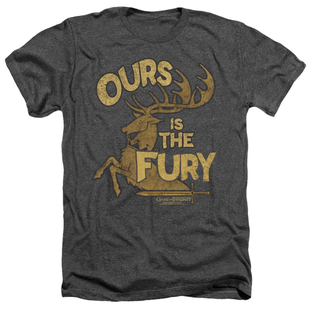Game Of Thrones Fury Men's 30/1 Heather 60 40 Poly Short-Sleeve T-Shirt