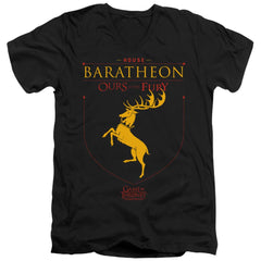 Game Of Thrones House Baratheon Sigil Men's 30/1 Cotton Slim V-Neck T-Shirt