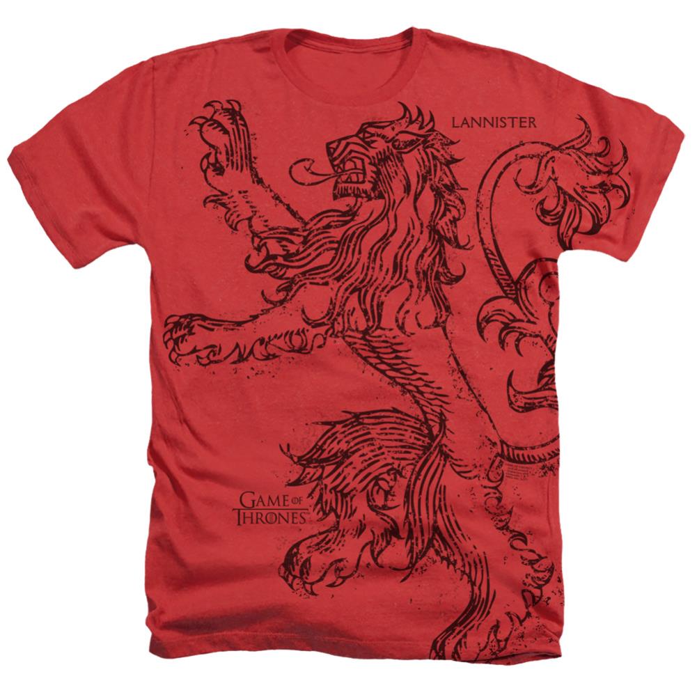 Game Of Thrones House Lannister Tonal Men's 30/1 Cotton Poly SS Heather T