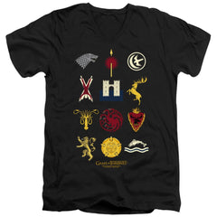 Game Of Thrones House Sigils Men's 30/1 Cotton Slim V-Neck T-Shirt
