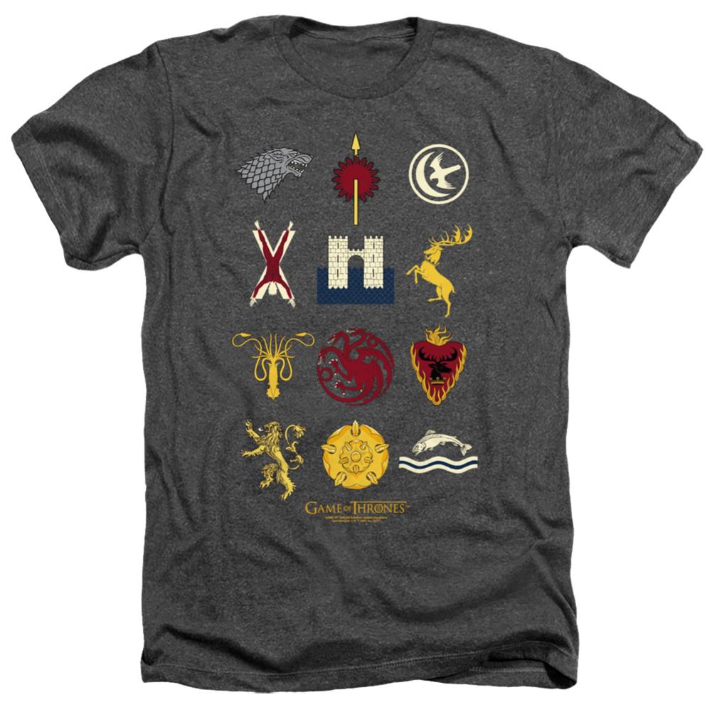 Game Of Thrones House Sigils Men's 30/1 Heather 60 40 Poly Short-Sleeve T-Shirt