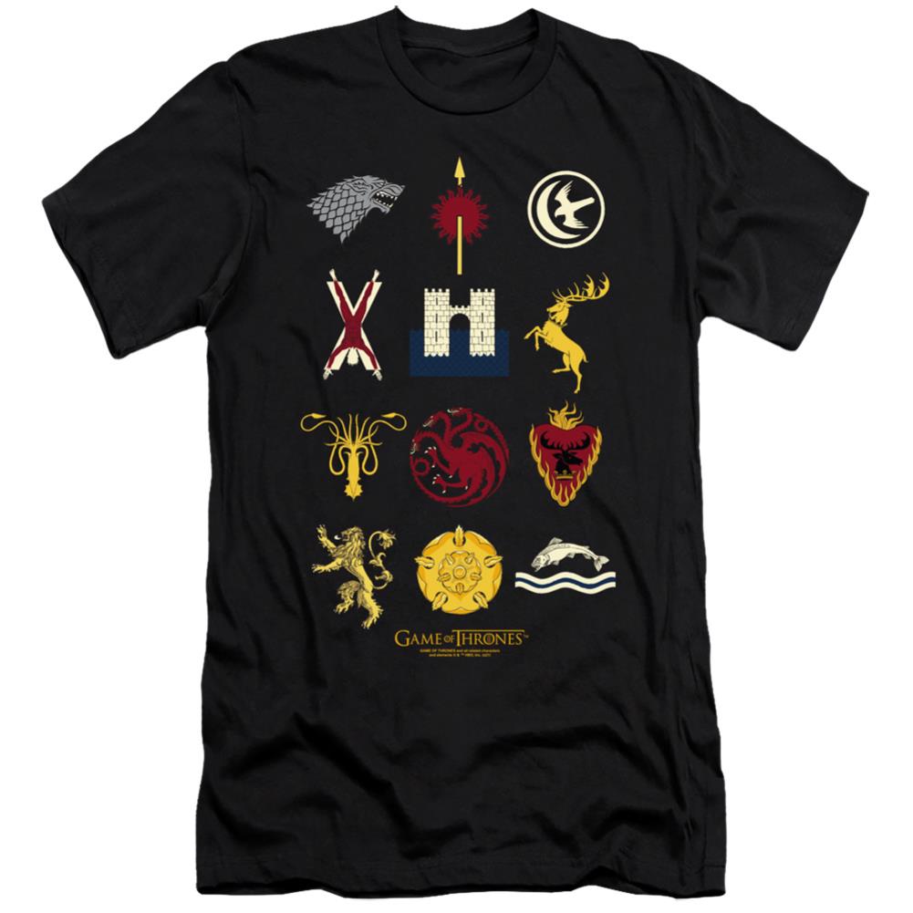 Game Of Thrones House Sigils Men's Ultra-Soft 30/1 Cotton Slim Short-Sleeve T-Shirt