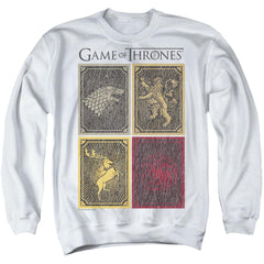 Game Of Thrones House Squares Men's Crewneck 50 50 Poly Long-Sleeve T-Shirt