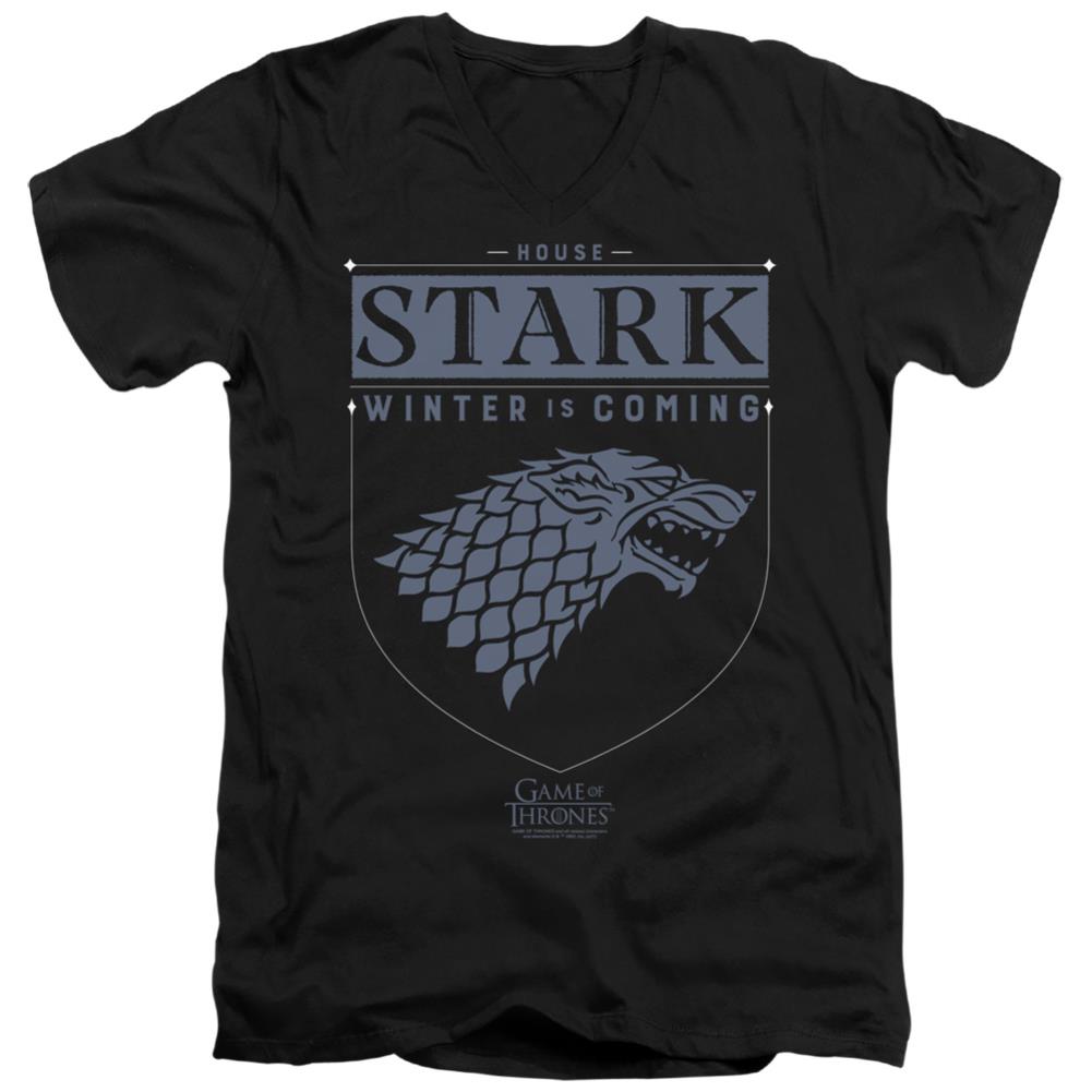 Game Of Thrones House Stark Sigil Men's 30/1 Cotton Slim V-Neck T-Shirt