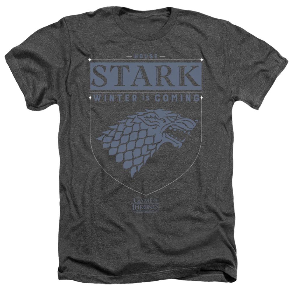 Game Of Thrones House Stark Sigil Men's 30/1 Heather 60 40 Poly Short-Sleeve T-Shirt