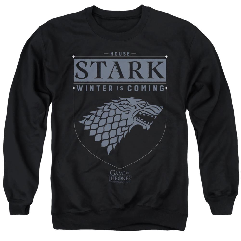 Game Of Thrones House Stark Sigil Men's Crewneck 50 50 Poly Long-Sleeve T-Shirt