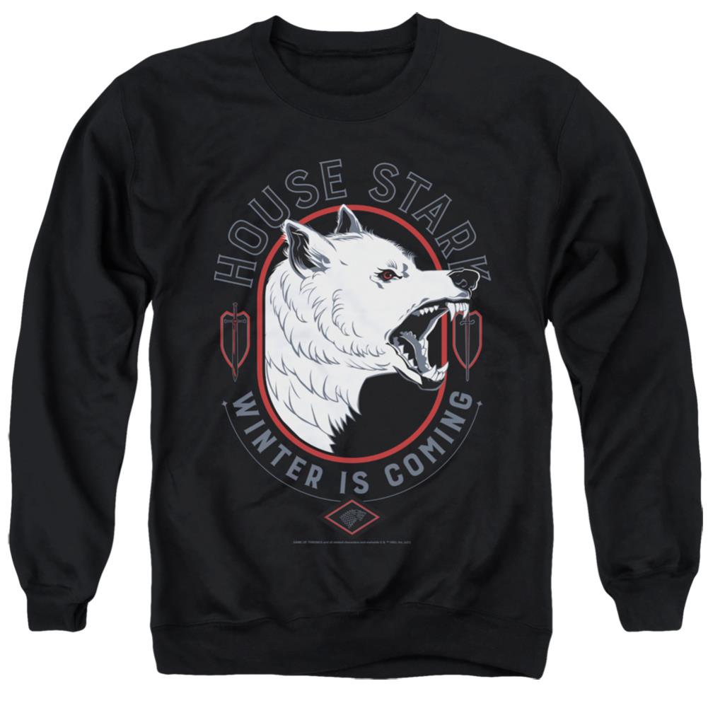 Game Of Thrones House Stark Winter Is Coming Men's Crewneck 50 50 Poly Long-Sleeve T-Shirt