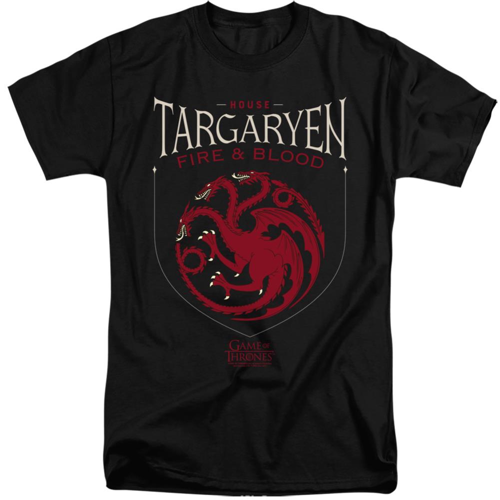 Game Of Thrones House Targaryen Sigil Men's 18/1 Tall Cotton Short-Sleeve T-Shirt