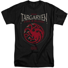 Game Of Thrones House Targaryen Sigil Men's 18/1 Tall Cotton Short-Sleeve T-Shirt