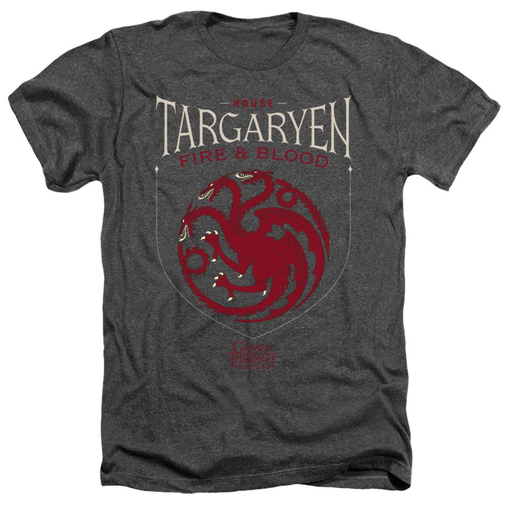 Game Of Thrones House Targaryen Sigil Men's 30/1 Heather 60 40 Poly Short-Sleeve T-Shirt