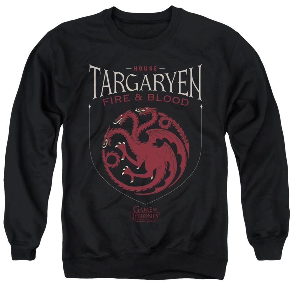Game Of Thrones House Targaryen Sigil Men's Crewneck 50 50 Poly Long-Sleeve T-Shirt