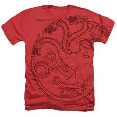 Game Of Thrones House Targaryen Tonal Men's 30/1 Cotton Poly SS Heather T
