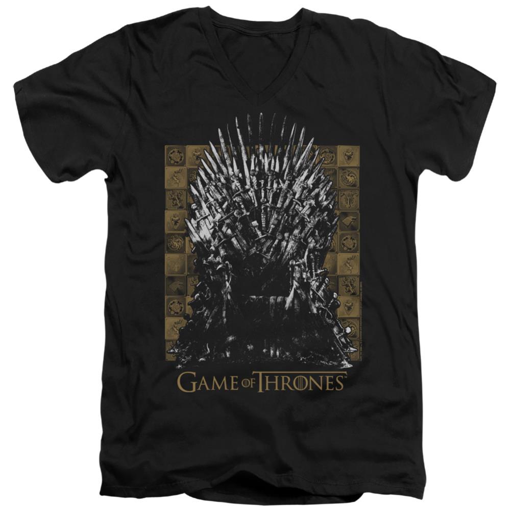 Game Of Thrones Iron Throne Men's 30/1 Cotton Slim V-Neck T-Shirt