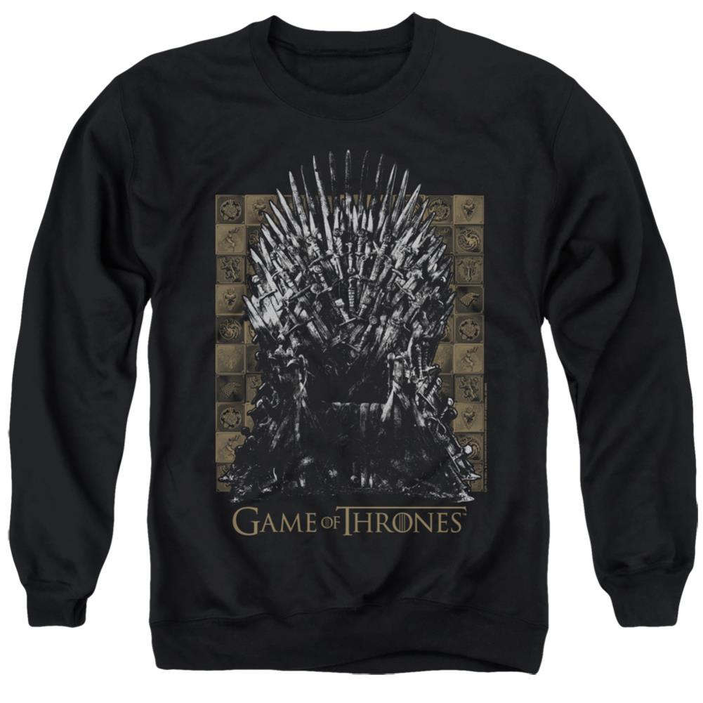 Game Of Thrones Iron Throne Men's Crewneck 50 50 Poly Long-Sleeve T-Shirt