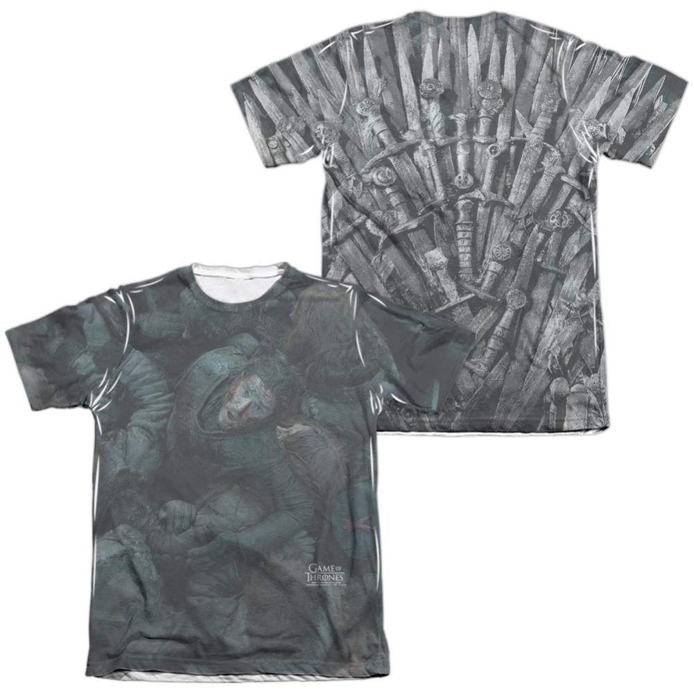 Game Of Thrones Jon Snow The Throne (Front/Back Print) Men's Regular Fit Poly Cotton Short-Sleeve T-Shirt