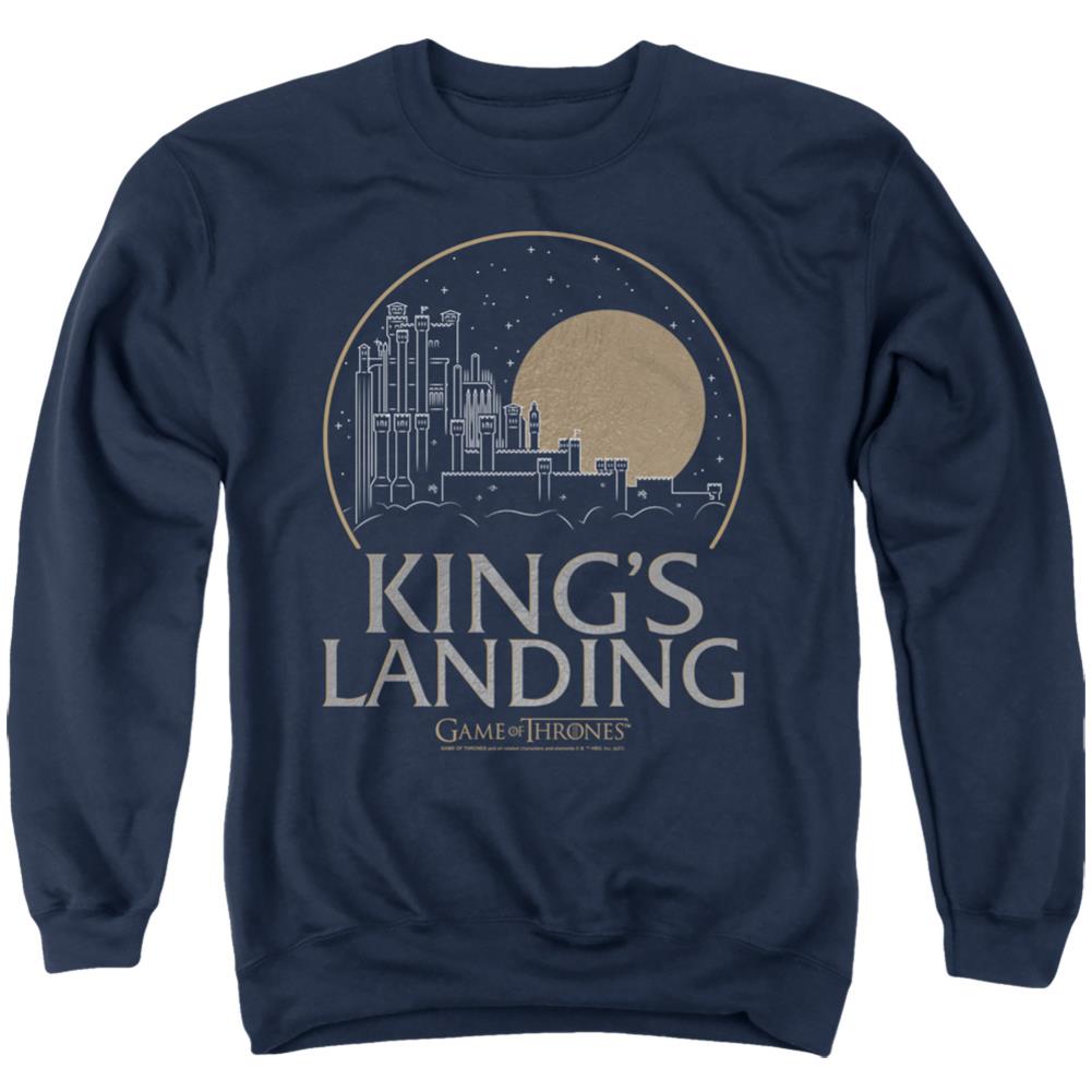 Game Of Thrones Kings Landing Men's Crewneck 50 50 Poly Long-Sleeve T-Shirt