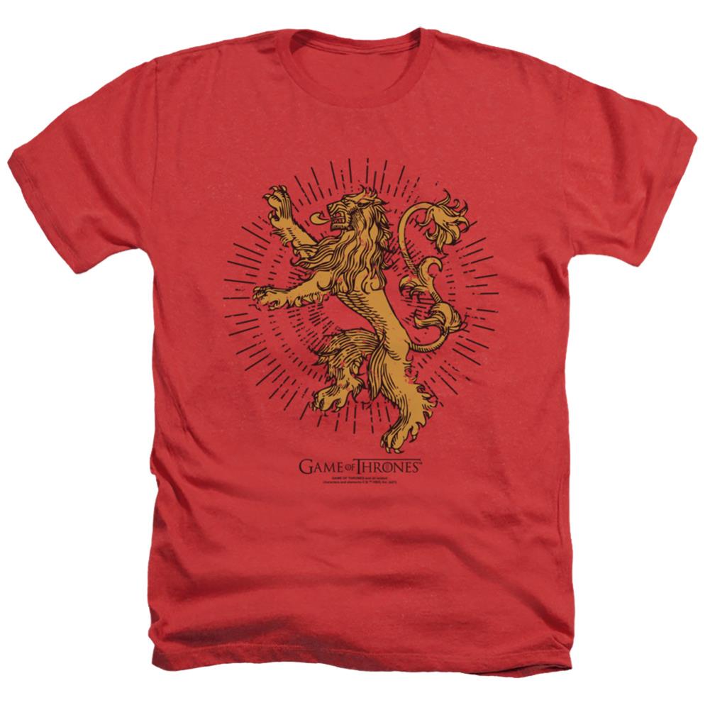 Game Of Thrones Lannister Burst Sigil Men's 30/1 Heather 60 40 Poly Short-Sleeve T-Shirt