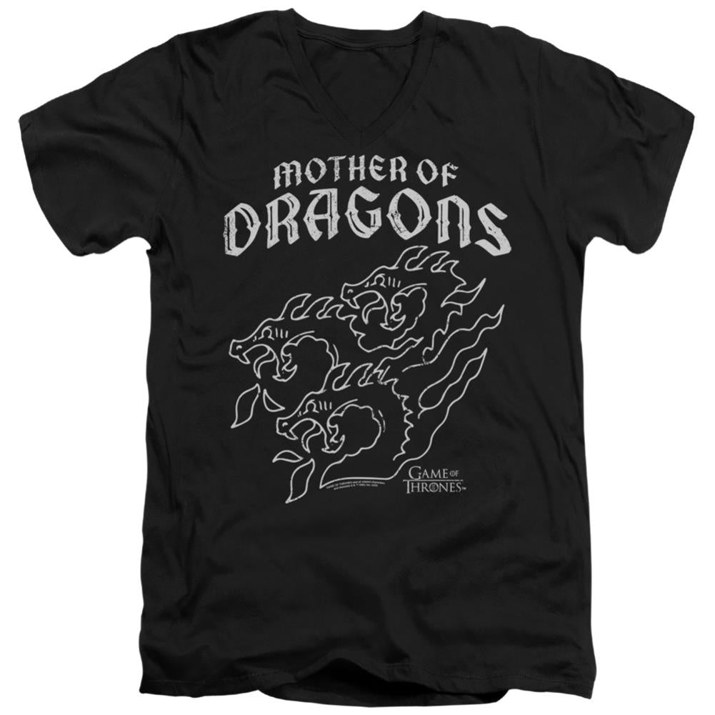 Game Of Thrones Mother Of Dragons Men's 30/1 Cotton Slim V-Neck T-Shirt