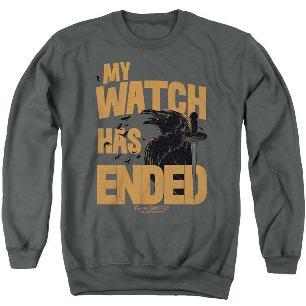 Game Of Thrones My Watch Has Ended Men's Crewneck 50 50 Poly Long-Sleeve T-Shirt